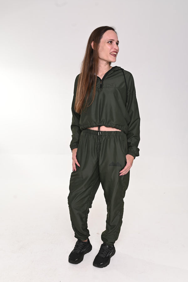 Women’s cropped windbreaker Karaka/Black - SAVANNAHWOOD