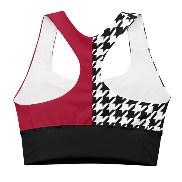 Longline sports bra Red and Houndstooth - SAVANNAHWOOD