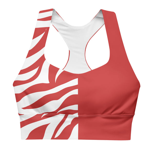 Longline sports bra Red and White Zebra - SAVANNAHWOOD