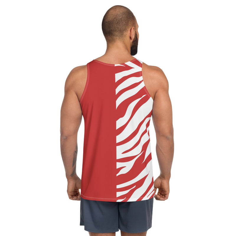 Unisex Tank Top Red and White Zebra Print - SAVANNAHWOOD