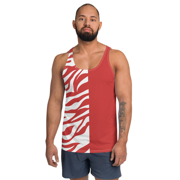 Unisex Tank Top Red and White Zebra Print - SAVANNAHWOOD