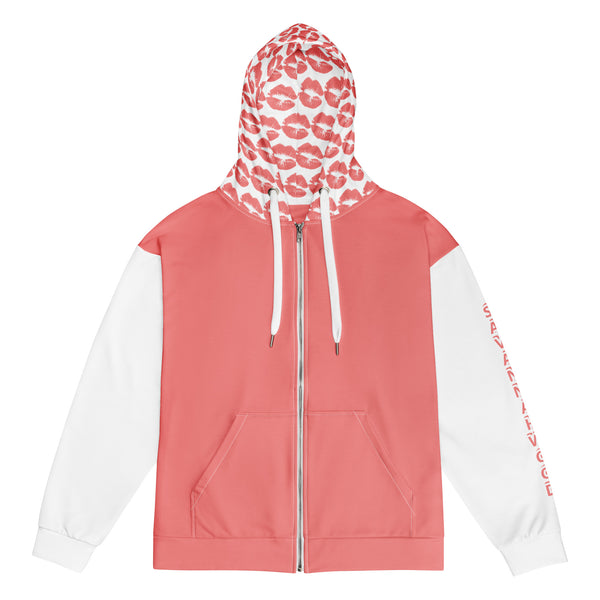 Unisex zip hoodie Pink Kisses - SAVANNAHWOOD