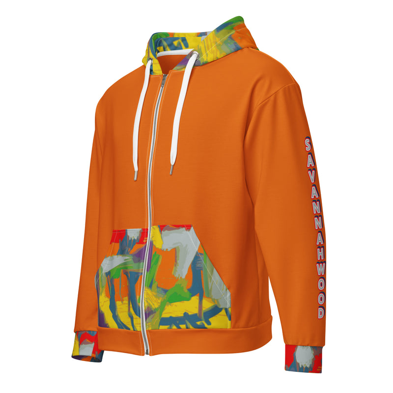 Unisex zip hoodie Graffiti/Mango - SAVANNAHWOOD