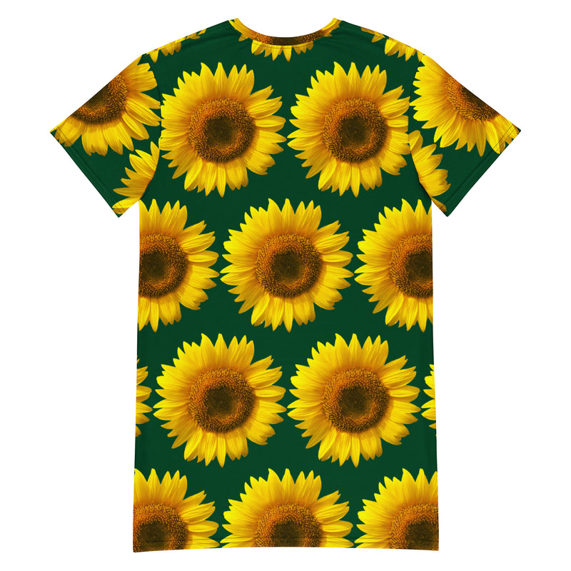 T-shirt dress Green Sunflower - SAVANNAHWOOD