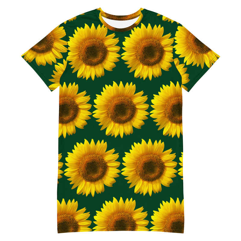 T-shirt dress Green Sunflower - SAVANNAHWOOD