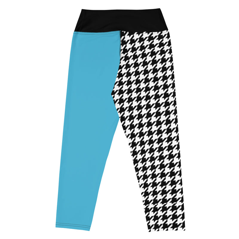 Teal and Houndstooth Yoga Capri Leggings - SAVANNAHWOOD