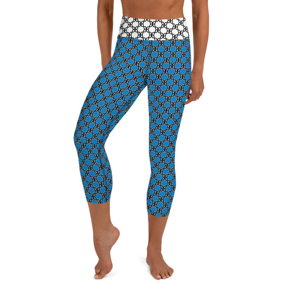 Yoga Capri Leggings Aqua Chain - SAVANNAHWOOD