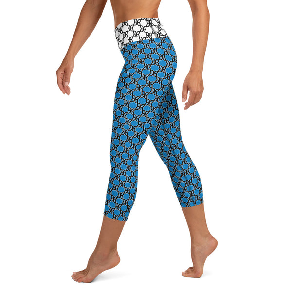 Yoga Capri Leggings Aqua Chain - SAVANNAHWOOD