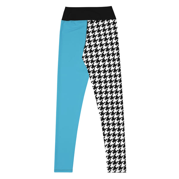 Yoga Leggings Teal and Houndstooth - SAVANNAHWOOD