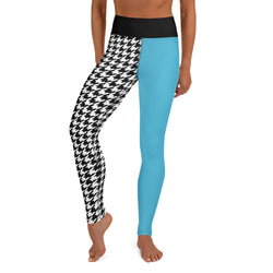 Yoga Leggings Teal and Houndstooth - SAVANNAHWOOD