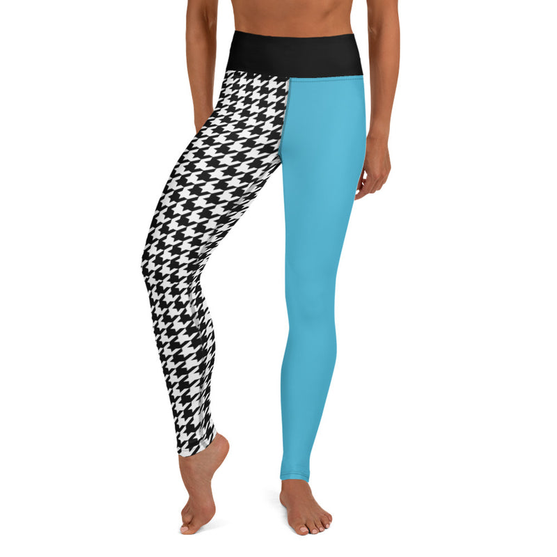 Yoga Leggings Teal and Houndstooth - SAVANNAHWOOD