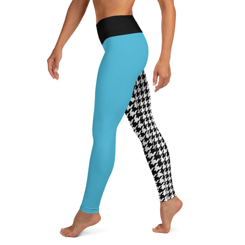 Yoga Leggings Teal and Houndstooth - SAVANNAHWOOD