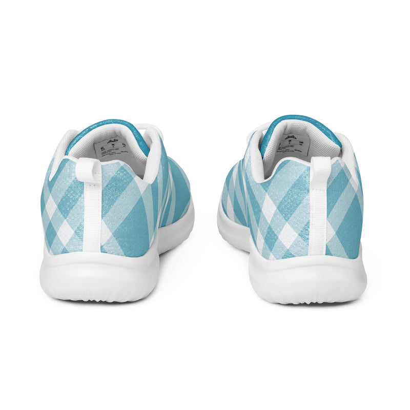 Men’s athletic shoes Teal Blue Gingham - SAVANNAHWOOD