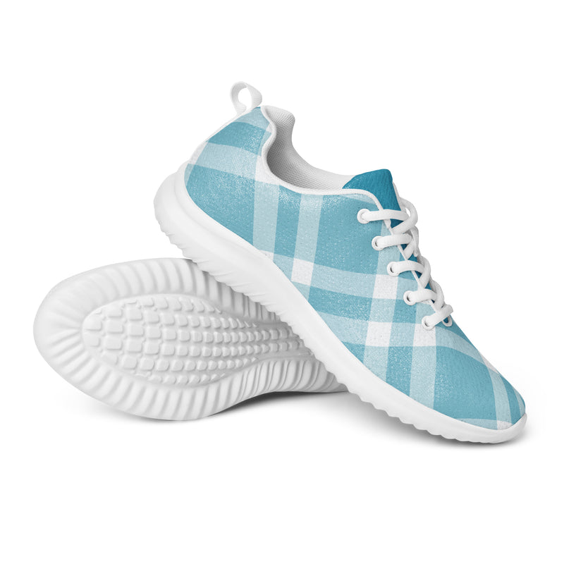 Men’s athletic shoes Teal Blue Gingham - SAVANNAHWOOD