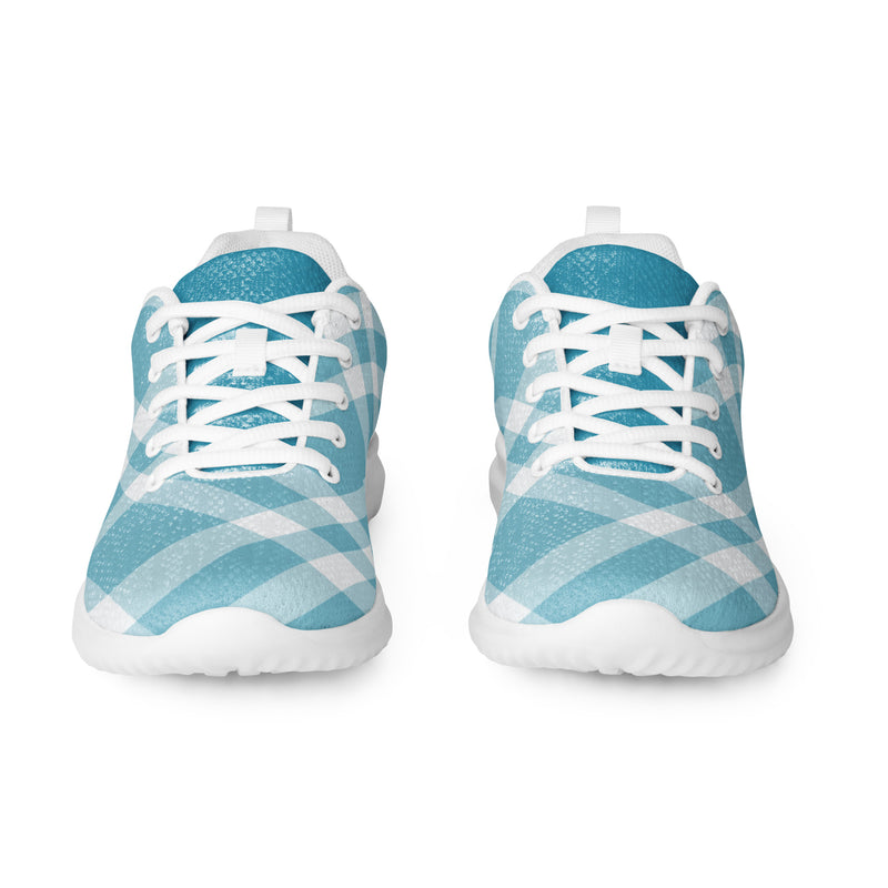 Men’s athletic shoes Teal Blue Gingham - SAVANNAHWOOD