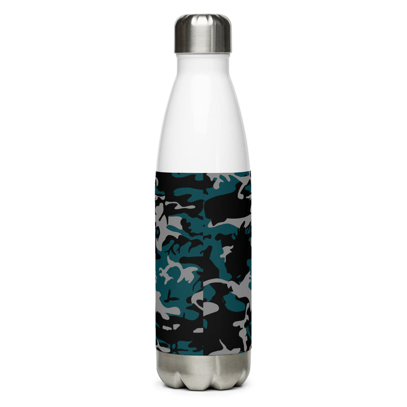 Stainless steel water bottle teal, gray, and black camouflage - SAVANNAHWOOD