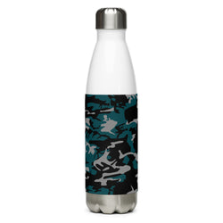 Stainless steel water bottle teal, gray, and black camouflage - SAVANNAHWOOD