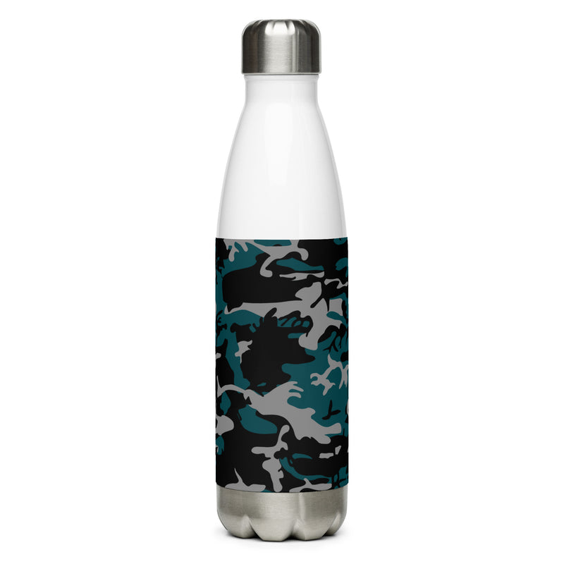 Stainless steel water bottle teal, gray, and black camouflage - SAVANNAHWOOD