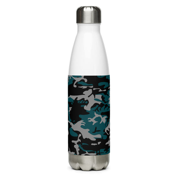 Stainless steel water bottle teal, gray, and black camouflage - SAVANNAHWOOD