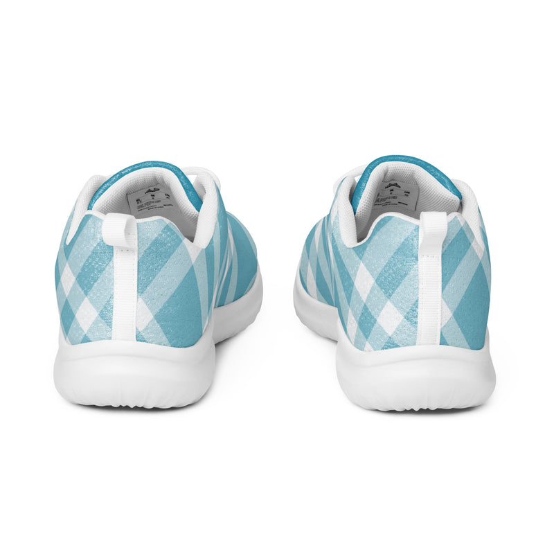 Women’s athletic shoes Teal and white Gingham - SAVANNAHWOOD