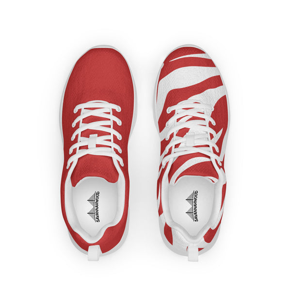Women’s athletic shoes Red and White Zebra - SAVANNAHWOOD