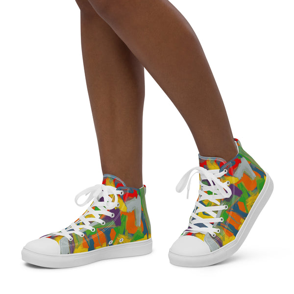 Women’s high top canvas shoes Graffiti/Mango - SAVANNAHWOOD