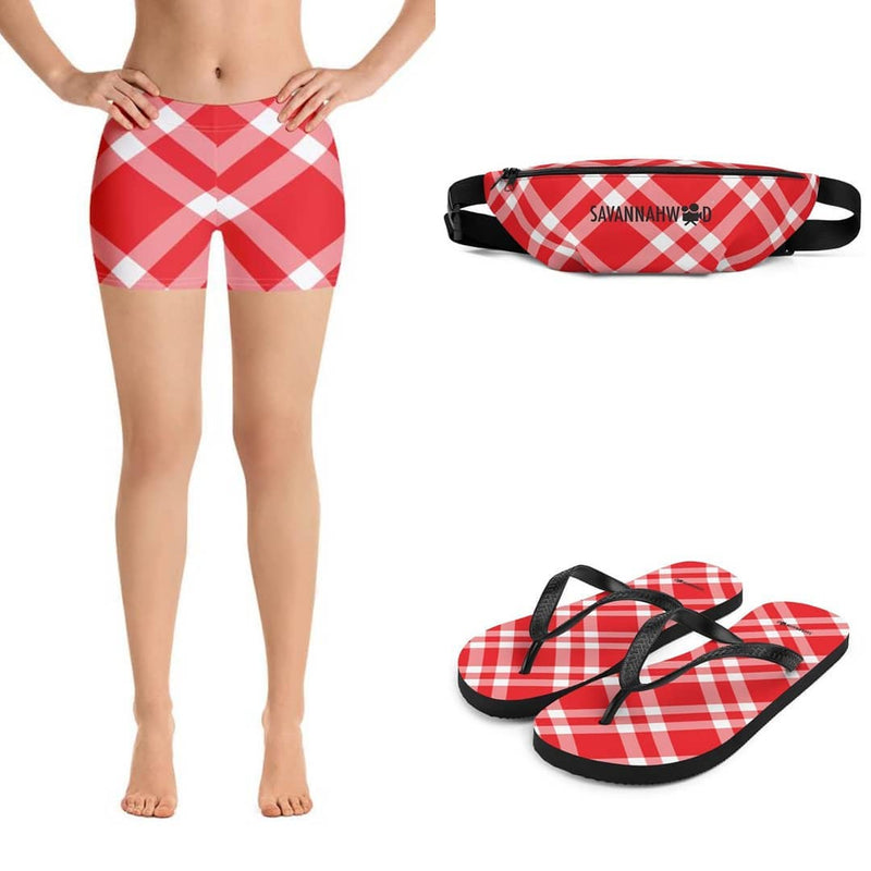 Red and White Gingham Shorts - SAVANNAHWOOD