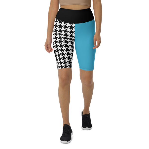 Biker Shorts Teal and Houndstooth - SAVANNAHWOOD