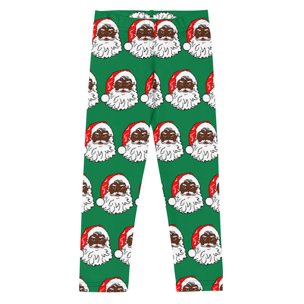 Kid's Leggings African American Santa Printed Green - SAVANNAHWOOD