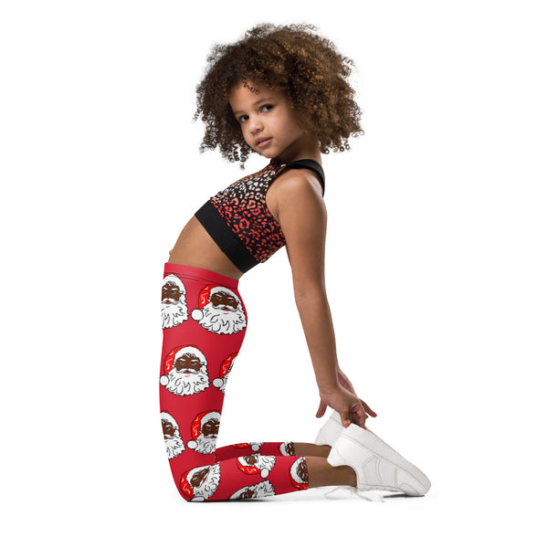 Kid's Leggings African American Santa Red - SAVANNAHWOOD