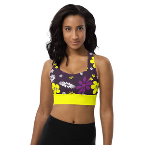 Longline sports bra Flowers Purple - SAVANNAHWOOD