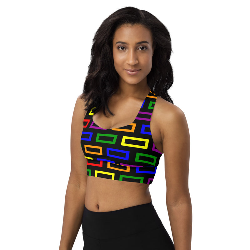 Longline sports bra Colorful Blocks - SAVANNAHWOOD