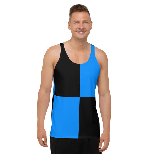 Unisex Tank Top Black and Blue Checker - SAVANNAHWOOD