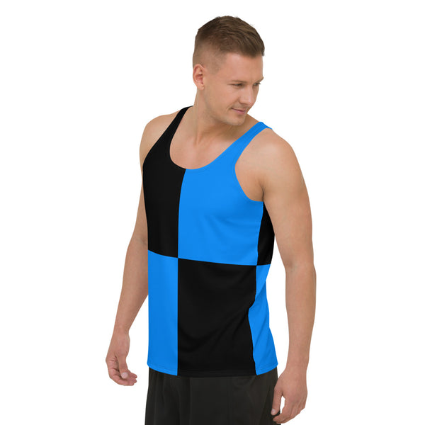 Unisex Tank Top Black and Blue Checker - SAVANNAHWOOD