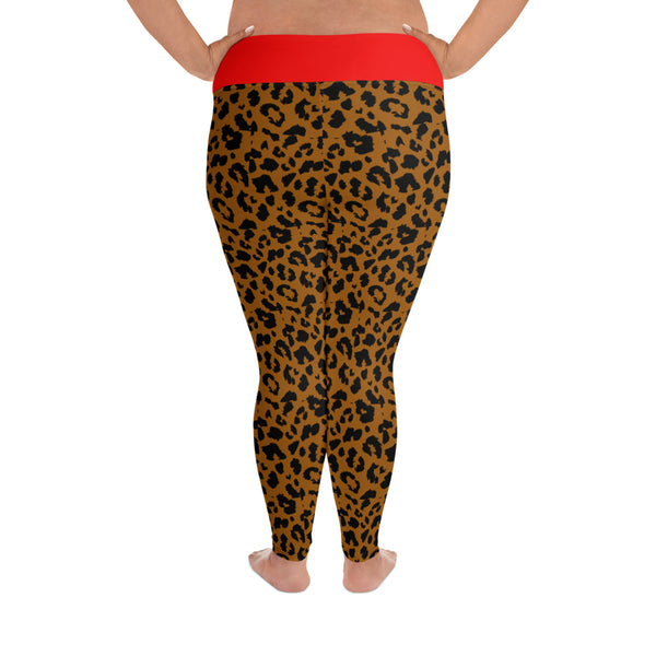 Plus Size Leggings Leopard and Red - SAVANNAHWOOD