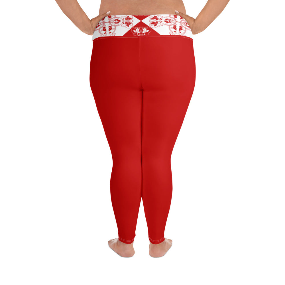 All Over Print Plus Size Leggings Xene Red SAVANNAHWOOD