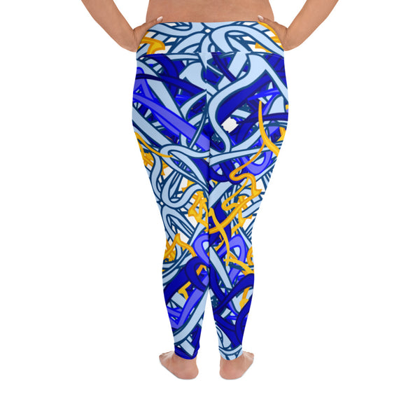 All-Over Print Plus Size Leggings Circular - SAVANNAHWOOD