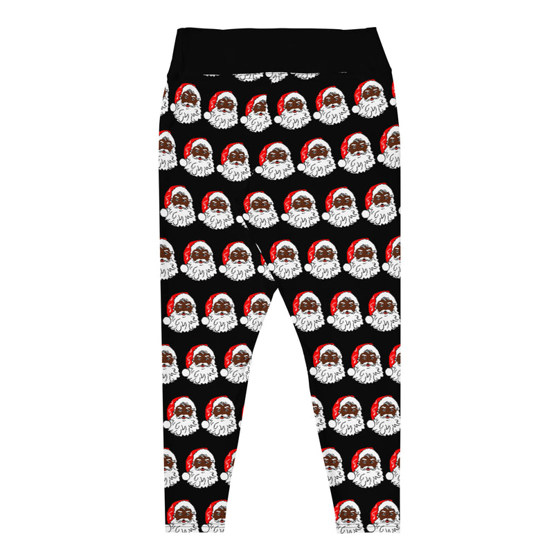 Plus Size Leggings African American Santa Black - SAVANNAHWOOD