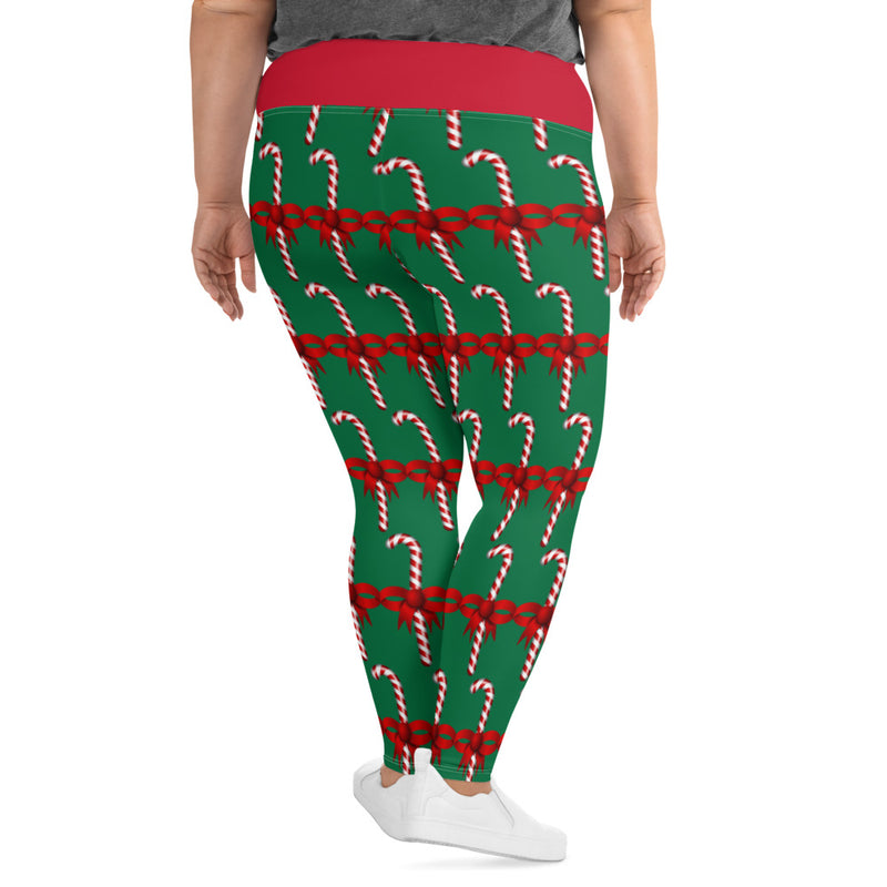 Plus Size Leggings Candy Cane - SAVANNAHWOOD