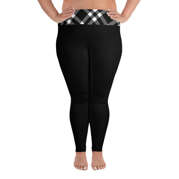 Plus Size Leggings Black and White Gingham - SAVANNAHWOOD