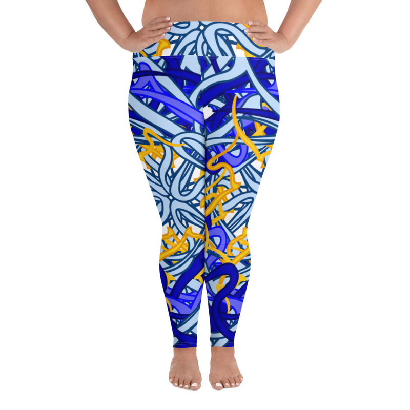 All-Over Print Plus Size Leggings Circular - SAVANNAHWOOD