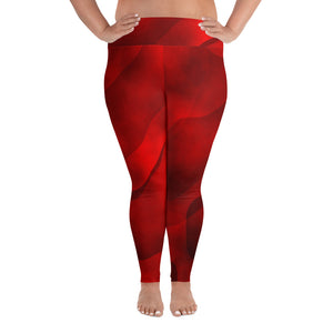 All-Over Print Plus Size Leggings True Red - SAVANNAHWOOD