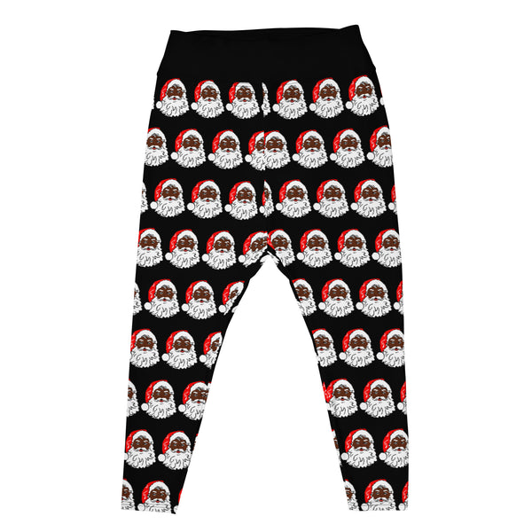 Plus Size Leggings African American Santa Black - SAVANNAHWOOD