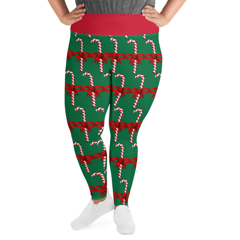 Plus Size Leggings Candy Cane - SAVANNAHWOOD