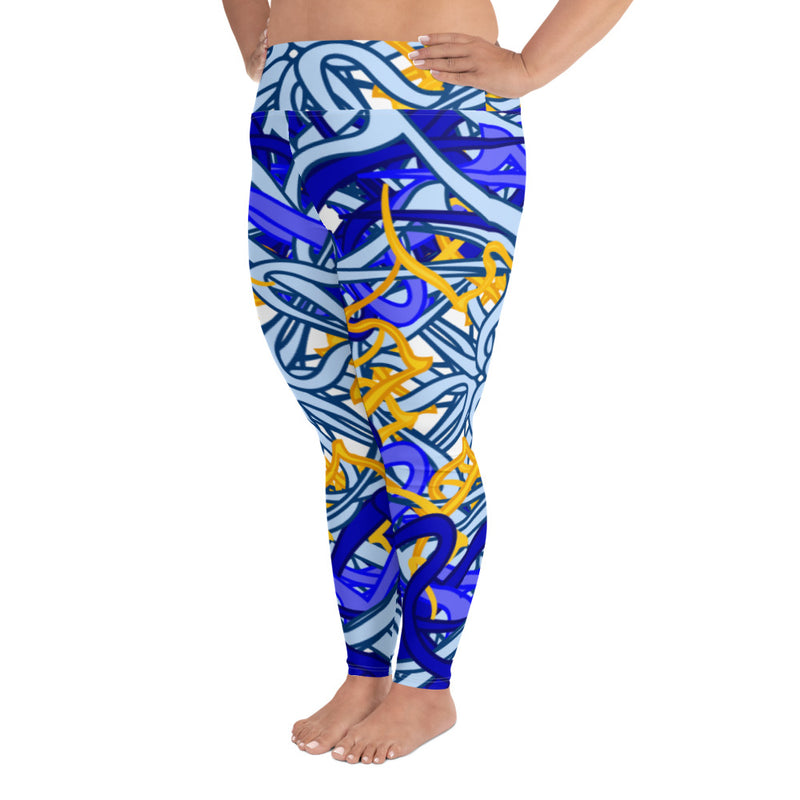 All-Over Print Plus Size Leggings Circular - SAVANNAHWOOD