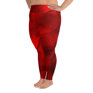 All-Over Print Plus Size Leggings True Red - SAVANNAHWOOD