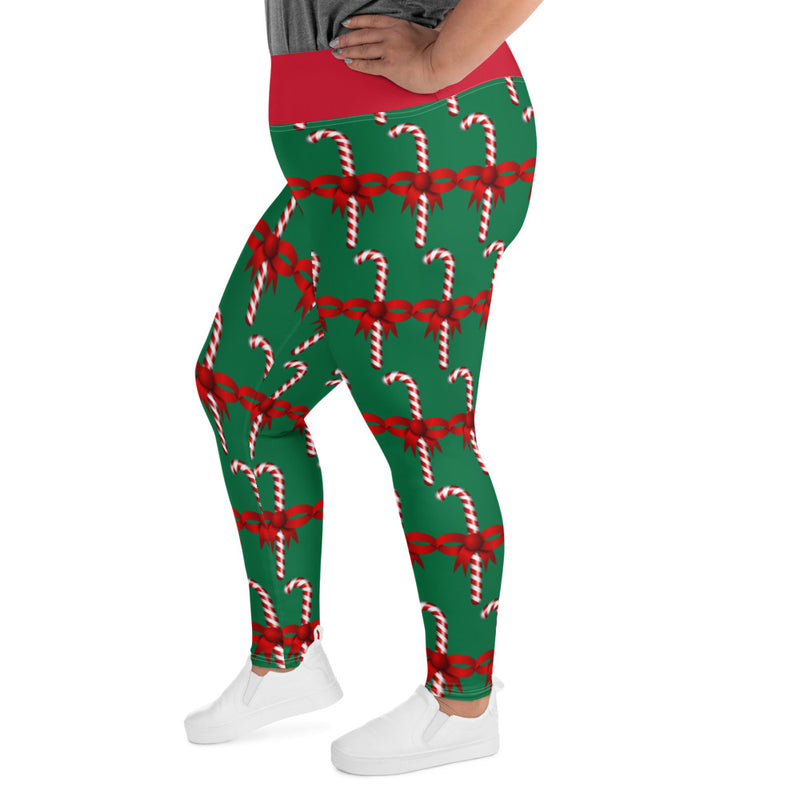 Plus Size Leggings Candy Cane - SAVANNAHWOOD