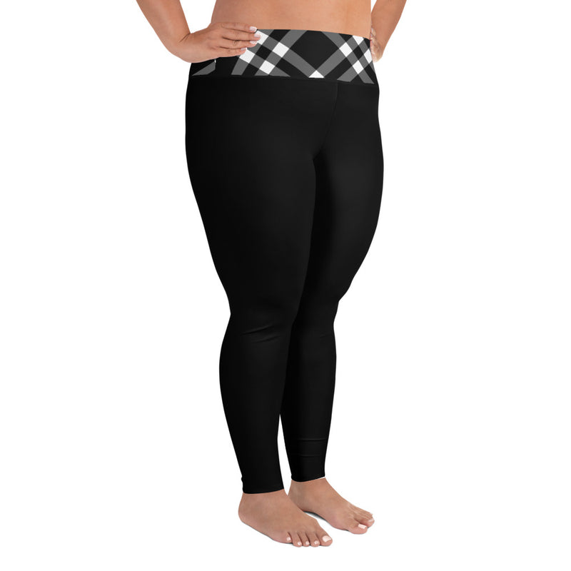 Plus Size Leggings Black and White Gingham - SAVANNAHWOOD