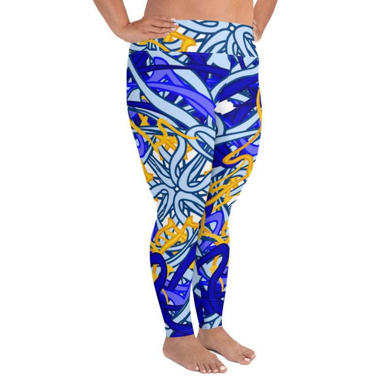 All-Over Print Plus Size Leggings Circular - SAVANNAHWOOD