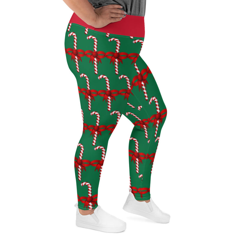 Plus Size Leggings Candy Cane - SAVANNAHWOOD